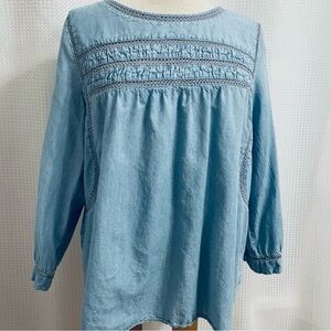 Soft Surroundings Chambray Denim Top L